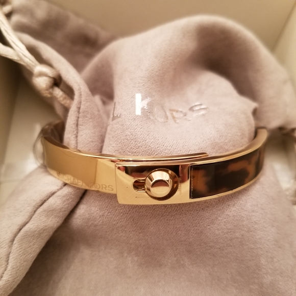 Michael Kors Rose Gold Tortoise Fold Hinged Bangle - Picture 8 of 14